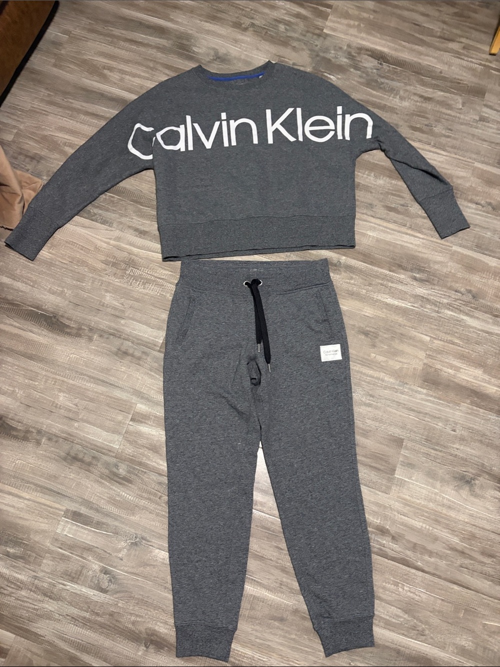 Calvin Klein Dark Gray Logo Sweatshirt and Jogger Set